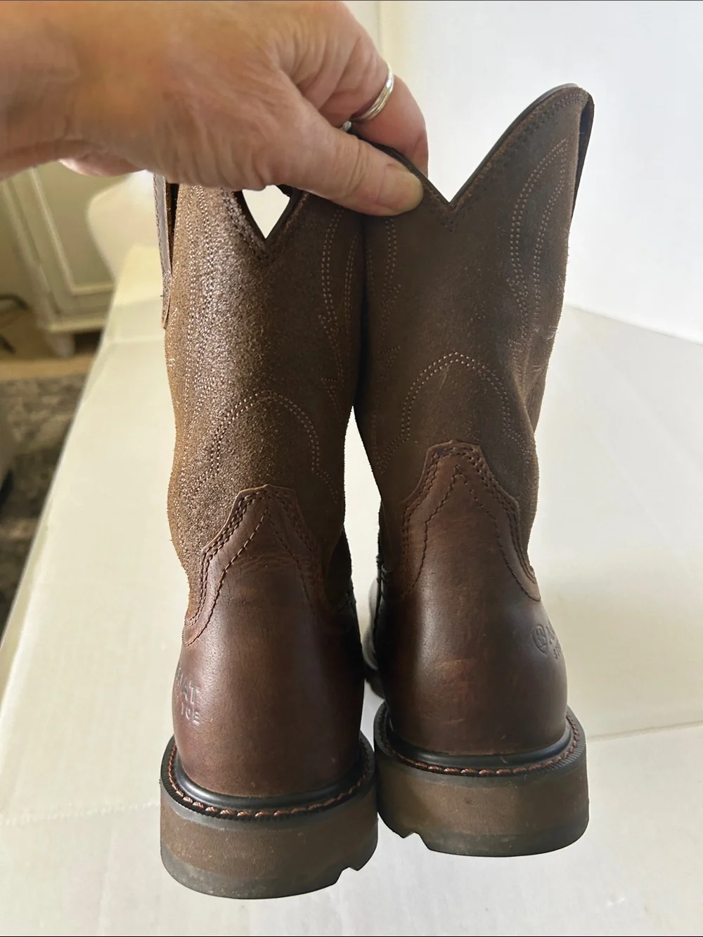 ARIAT GROUNDBREAKING STEEL TOE PULL-ON WORK BOOTS SIZE 8.5 EE